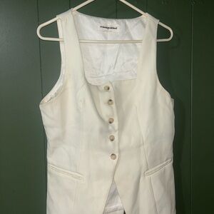 Missguided Ivory Button-Up Vest and skirt